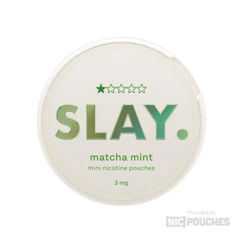 SLAY Matcha Mint nicotine pouches tin