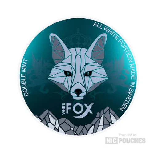White Fox Double Mint nicotine pouches tin